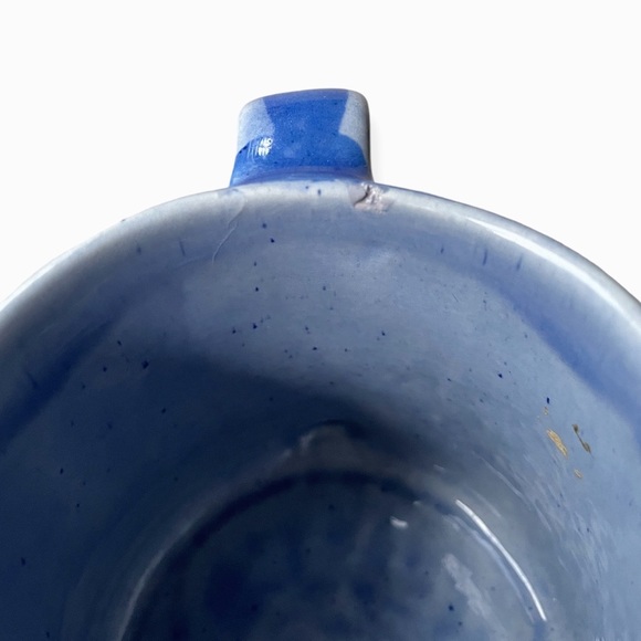 Vintage Signed Tonala Mug w/Hand Painted Bird Flowers Blue Mexican Pottery Boho - Picture 8 of 8